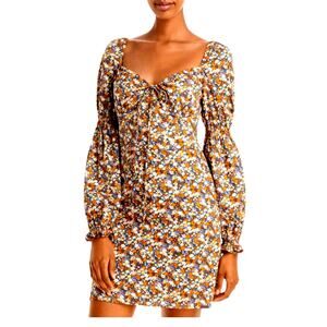 NWT Bardot Clarissa Floral Print Empire Waist Puffy Sleeves Mini Dress XL / 10
